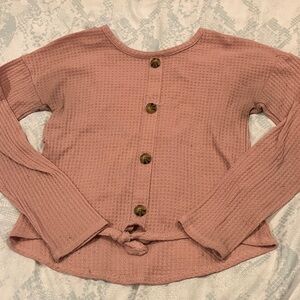 Kids Pink Button-Up Sweater